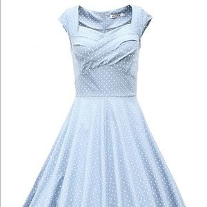 MUXXN swing blue polka dot dress